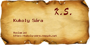 Kukoly Sára névjegykártya